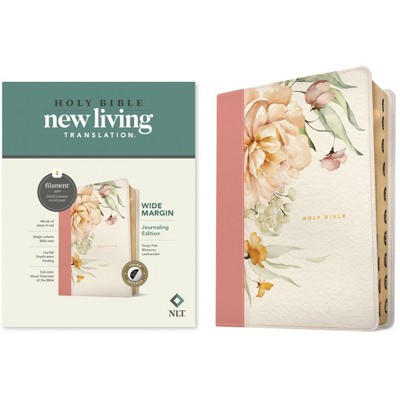 NLT Wide Margin Bible, Filament Enabled (Leatherlike, Dusty Pink Blossoms, Indexed) - by  New Living Translation (Leather Bound)