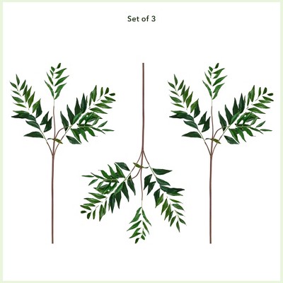 Nearly Natural 38-in Artificial Palmate Fern Stems, Set of 3