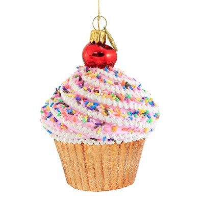 Huras Family 4.0 Inch Rainbow Sprinkled Cupcake Tree Ornament , Ornament Sweets Pastry Cake (1PC)