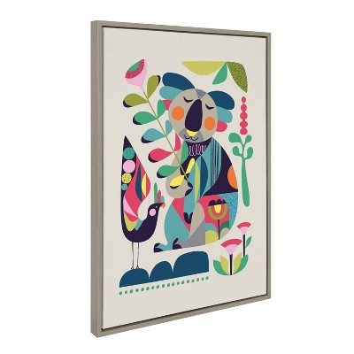 Sylvie Mid Century Modern Koala Framed Canvas by Rachel Lee - Kate & Laurel All Things Decor