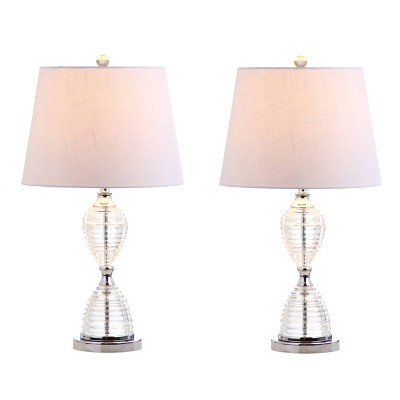 24" (Set of 2) Aubrey Crystal Table Lamp (Includes LED Light Bulb) Clear - JONATHAN Y: Modern Empire Shade, UL Listed
