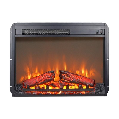 23-Inch Electric Fireplace Insert Heater with Log Set and Realistic Flame, Overheating Protection