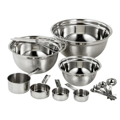 EuroHome 12-Piece Stainless Steel Mix and Measure Set in Silver