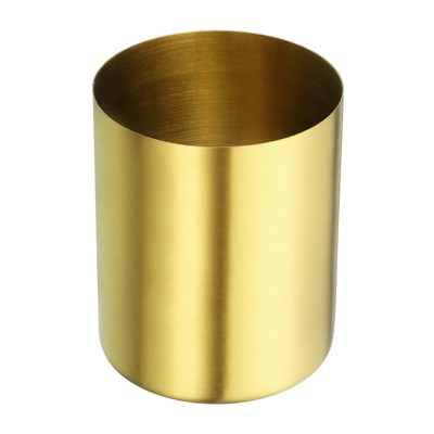 Unique Bargains Desk Stainless Steel Pencil Pen Holders Cup Makeup Brush Holder 1 Pc