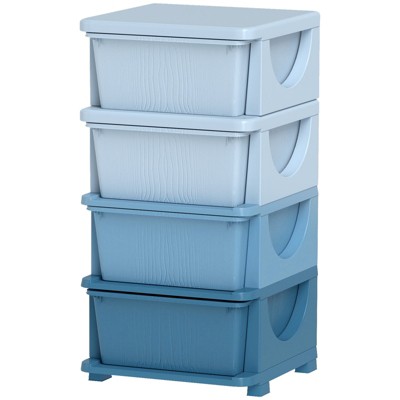 FONTOI 4-Tier Kids Storage Bins, Top Storage Shelf for Vertical Space, Plastic Toy Organizer with 4 Drawer Bins for Boys Girls,Blue, 14.5"*30"*14.5"