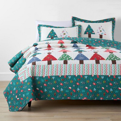 Marcielo 3 Pcs Handcrafted Christmas Patchwork Bedspread Set