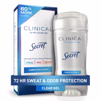 Secret Clinical Strength Clear Gel Antiperspirant & Deodorant for Women - Completely Clean - 2.6oz