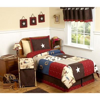Sweet Jojo Designs Boy Twin Comforter Bedding Set Wild West Cowboy Red Blue Brown 2pc