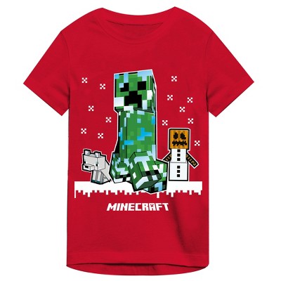 Minecraft Holiday Theme Boy's Red T-shirt