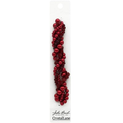 Crystal Lane DIY 5 Twisted Pearls & Crystal Bead Strands Salvia Red Beads