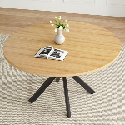 NicBex 47" Round Dining Table,Mid Century Modern Coffee Table for 4-6,Kitchen Table with Sturdy X-Frame Base for Dining Room,Living Room