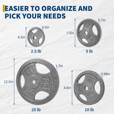1-Inch Cast Iron Weight Plates Set – 2.5/5/10/25 LB Options for Home Gym, Weightlifting & Strength Training – Available in , Pairs, or Sets