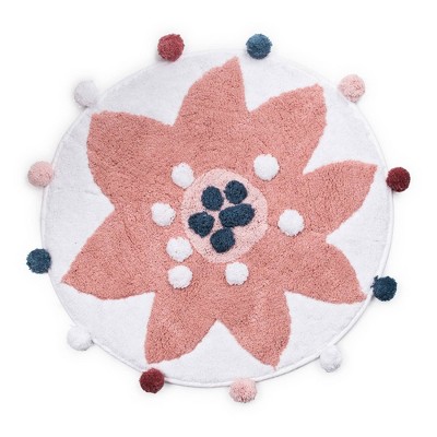 Summer Flower Kids' Bath Rug - Allure Home Creations: Multicolored Cotton Floral Bathroom Mat, 2'x2', Machine Washable