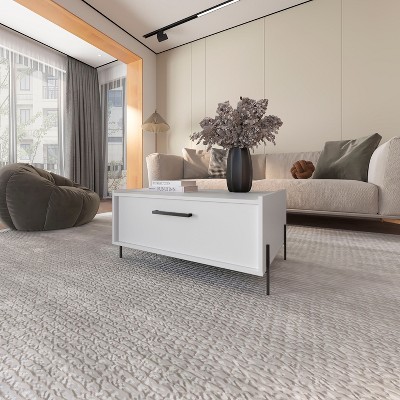 NicBex Coffee Tables for Living Room 10.3"H Modern Square Coffee Tables with 4 Sturdy Legs and 1 Drawer for Office