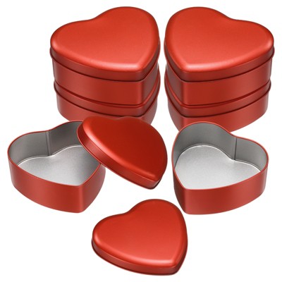 Unique Bargains Heart-Shaped Tinplate Candy Candle Cookie Storage Boxes with Lid 6 Pcs