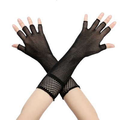 INSPIRE CHIC Women's Fishnet Elastic Mesh Half Finger Gloves 1 Pair
