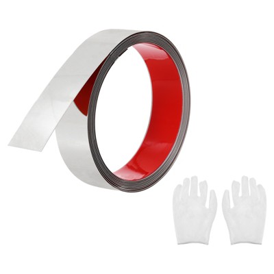 Unique Bargains Self Adhesive Waterproof Stainless Steel Wall Molding Trim with Gloves