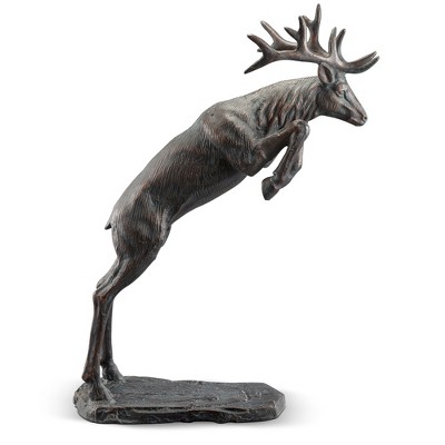 SPI Home Leaping Stag Garden Sculpture – 37.5” Tall Metal Deer Statue, Freestanding Outdoor Wildlife Décor for Yard or Entryway