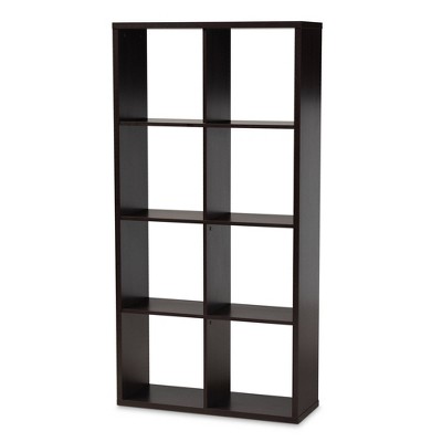Janne 8 Cube Multipurpose Storage Shelf Dark Brown - Baxton Studio: Mid-Century Modern Cubby Organizer, Particle Board Frame