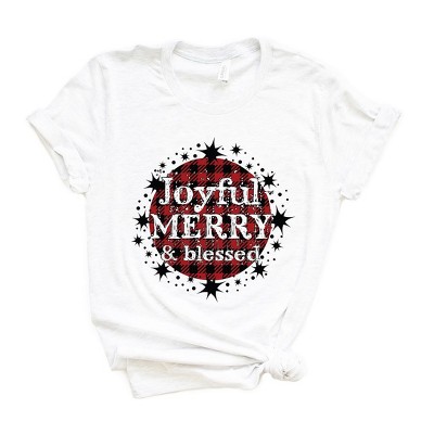 Simply Sage Market Women's Joyful Merry And Blessed Short Sleeve Graphic Tee