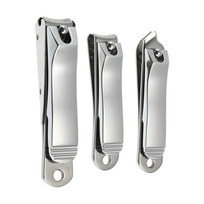 Unique Bargains Nail Clippers Nail Clipper Set for Nail Care Portable Stainless Steel Silver Tone 3 Pcs