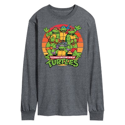 Men's - Teenage Mutant Ninja Turtles - Retro Sunset Circle Long Sleeve Graphic T-Shirt