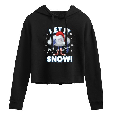 Women's - Trolls - Let It Snow Cloud Guy Cropped Graphic Hoodie