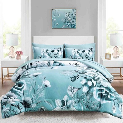 BAGOKIE 7 Pieces Floral Bed in a Bag  Comforter Set for All Season