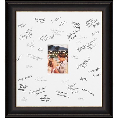 Trio Signature Mat Picture Frame – Guest Book Alternative for Weddings, Graduations, or Retirement – Autograph Photo Mat for Signature Board