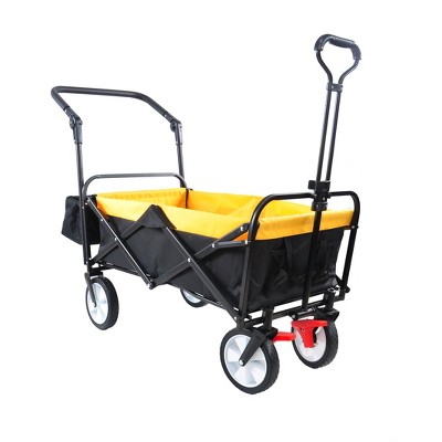 Gulches Folding Utility Wagon - Heavy Duty Collapsible Cart, Portable Hand Cart with Adjustable Handles, 150lbs Capacity, 360¡ã Rotating Wheels