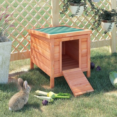 Gulches PawHut Small Wooden Rabbit Hutch Bunny Cage Guinea Pig Cage Duck House Dog House,Natural