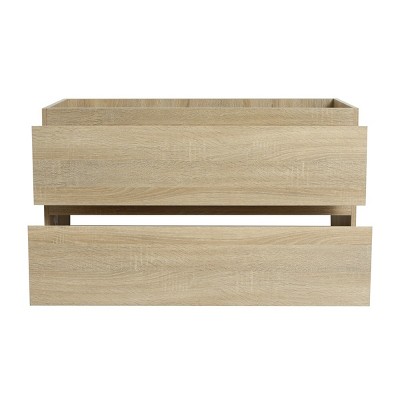ChicFurnit Bathroom Storage Cabinet Wall Mounted Vanity With Soft Close Drawers And Natural Wood Design, Beige, 35.19"*17.94"*19.69"