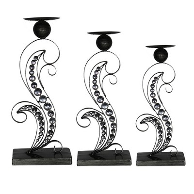 Essential Decor & Beyond 3pc Metal Candle Holder