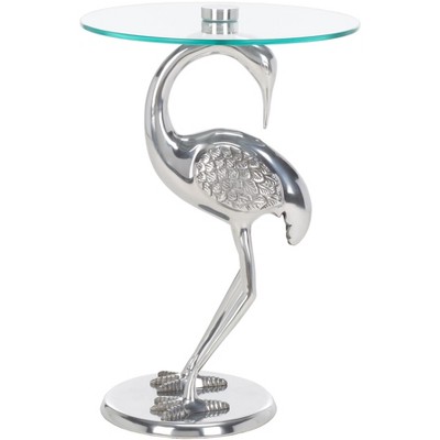 Birbiglia Bird Base Accent Table - ACC4610B - Silver/Glass - Safavieh