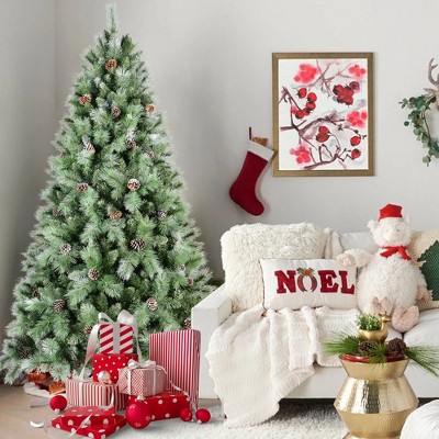 Whisen 5FT Artificial Christmas Tree, 51 Pine Cones, 694 Tips, Mixed PVC & Hard Needle Branches, Sturdy Metal Stand