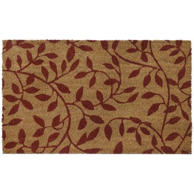 Kate Aurora Rustic Leaves Coir Bristled Outdoor All Season Welcome Mat - 18"x30"