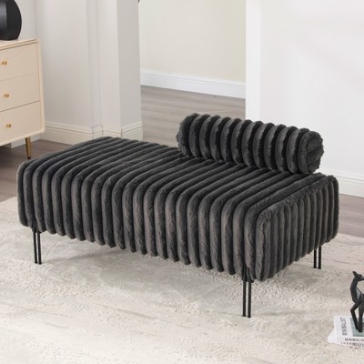 Hrinhom 49.6"W Upholstered Mini Loveseat,2-Seater Bed Bench with Adjustable Back
