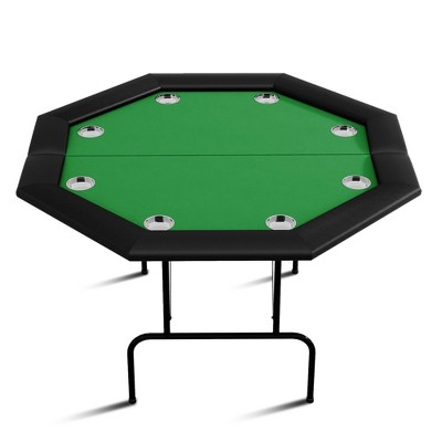 8-Player Foldable Octagon Poker Table with Cup Holders, Casino Game Table for Texas Hold'em, Blackjack, Card Night, Steel Cup Holder