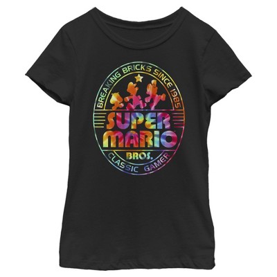 Girl's Nintendo Super Mario Brick Break 85 Tie-Dye Logo T-Shirt