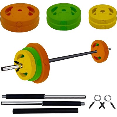 Acekool 40LB Adjustable Barbell Weight Set, PU Coated Plates, Padded Grip, Home Weights, Dumbbell Kit for Lifting, Strength & Muscle Training