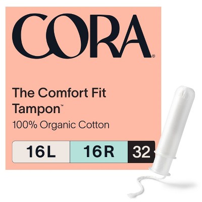 Cora Organic Cotton Tampons Mix Pack - Light/Regular Absorbency - 32ct