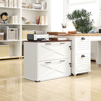 Karl Home 2-Drawer White Particle Board 31.5in. W Lateral File Cabinet