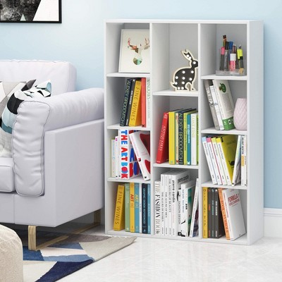Furinno 3-tier Open Bookcase 11-Cube Floor Standing Storage Shelves Display Cabinet,White