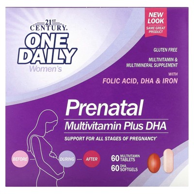 21st Century Prenatal Multivitamin Plus DHA, 2 Bottles, 60 Tablets / 60 Softgels