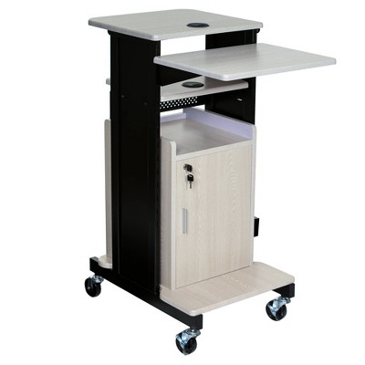 Premium Plus Presentation Cart with Cabinet & Adjustable Shelves - Hampden Furnishings: Mobile AV Equipment Stand