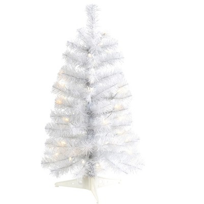 Nearly Natural 2-ft White Artificial Christmas Tree with 35 LED Lights and 72 Bendable Branches