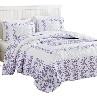 Collections Etc Damask Embroidered Bedspread