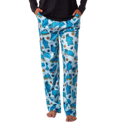 Sesame Street Women's Cookie Monster Tossed Print Sleep Pajama Pants Blue