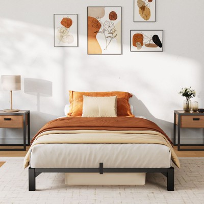 Bed Frame, Metal Platform, bearing 800 Lbs Capacity, Tool-Free Assembly with Reinforced Iron Slats & Legs
