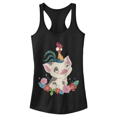 Juniors Womens Moana Pua HeiHei Flowers Racerback Tank Top